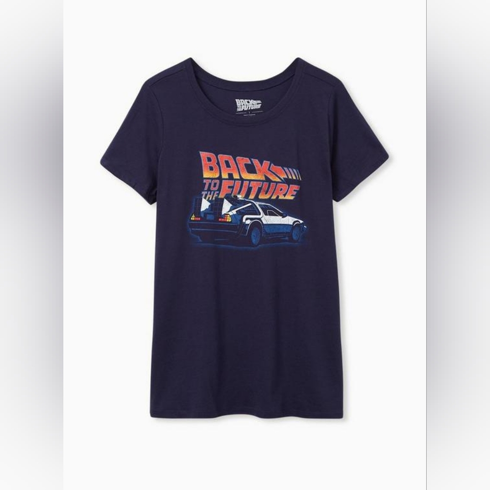 TORRID Back to the Future Slim Fit Crew Tee Navy Size 4